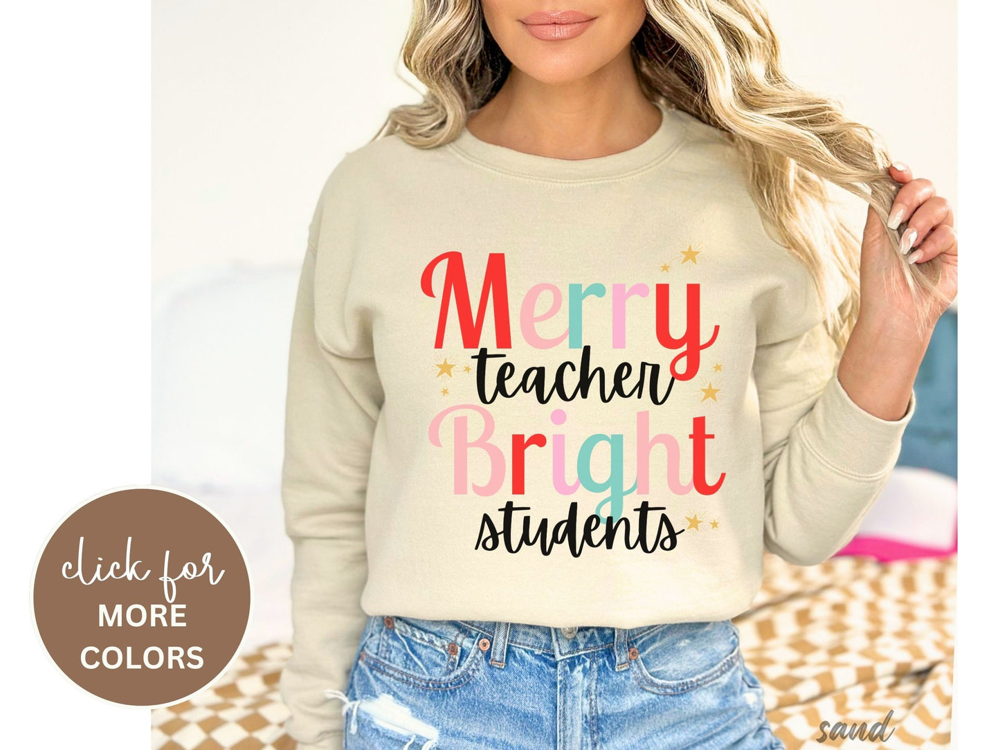 Merry Teacher Bright Students Christmas Sweatshirt, Funny Teacher Student Sweatshirt, Christmas School Sweatshirt, Teacher Christmas Gift