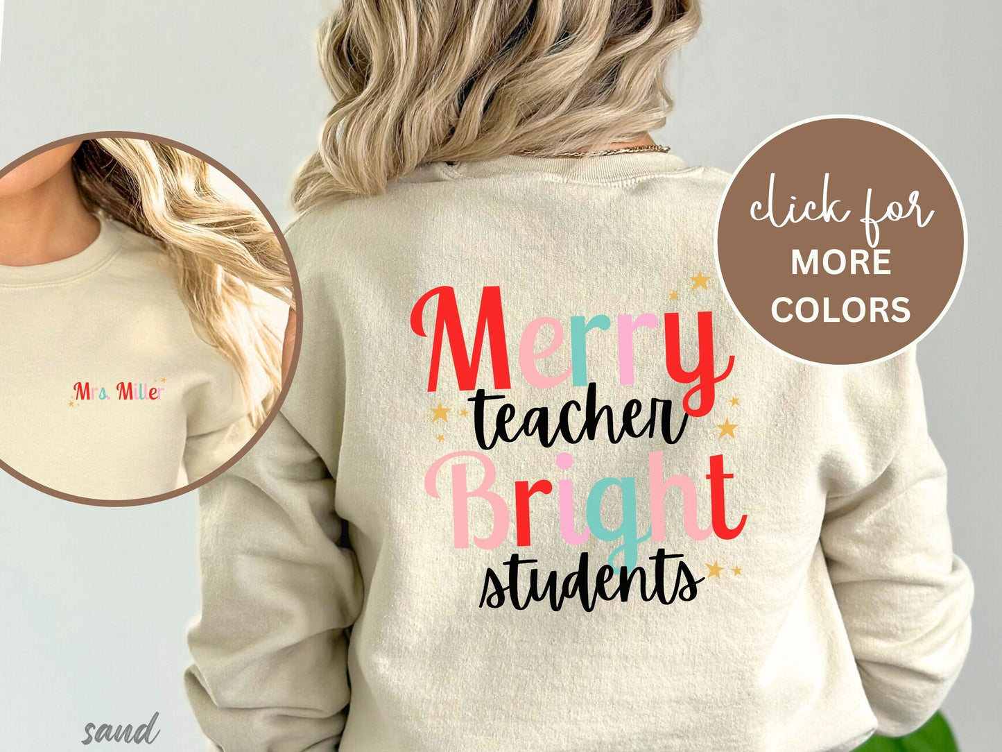 Merry Teacher Bright Students Christmas Shirt, Personalized Custom Funny Teacher Shirt, Funny Students Shirt, Teacher Christmas Gift, School