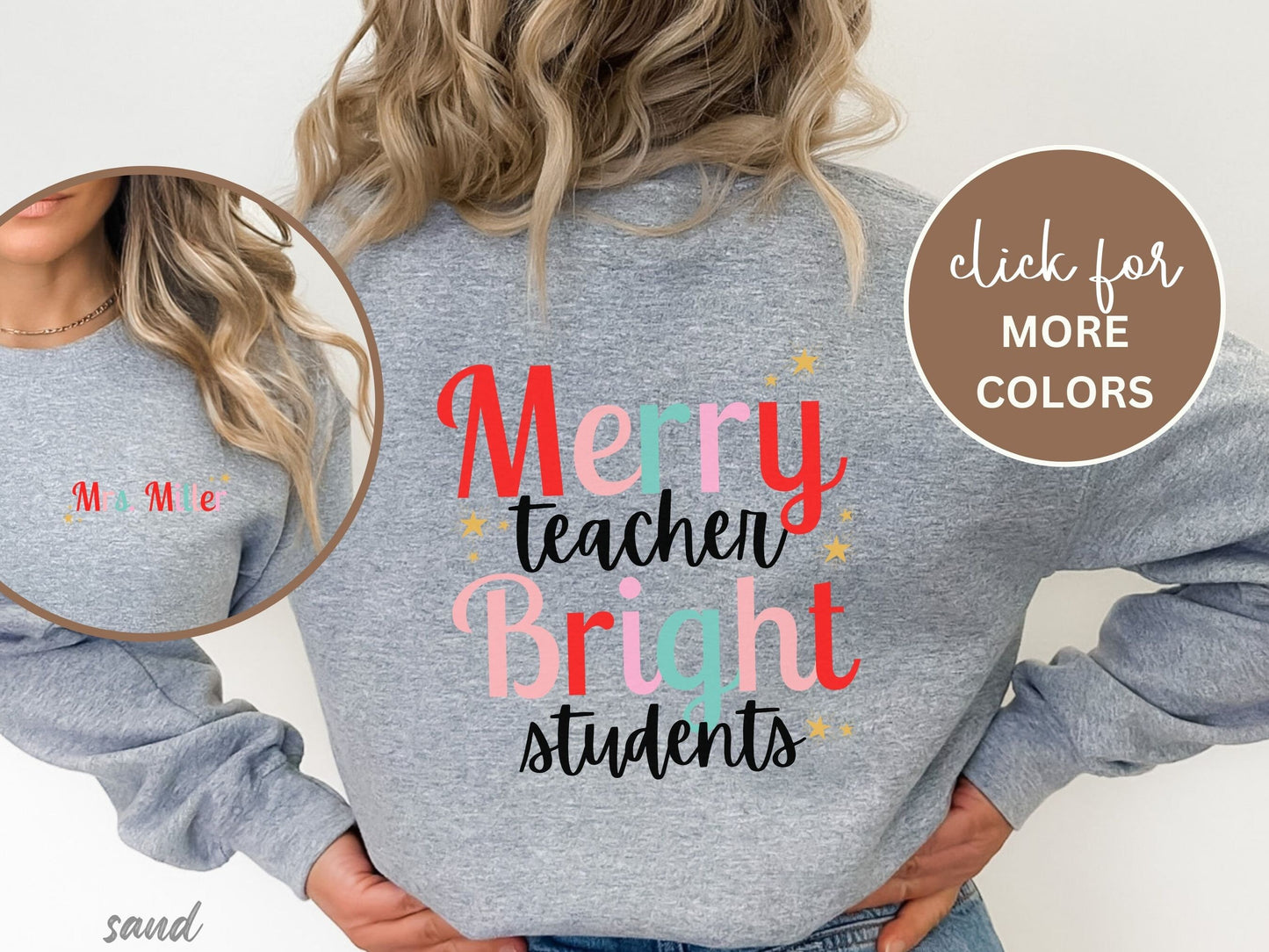 Merry Teacher Bright Students Christmas Shirt, Personalized Custom Funny Teacher Shirt, Funny Students Shirt, Teacher Christmas Gift, School