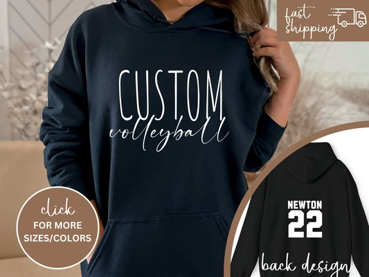 Custom Volleyball Tshirt Hoodie Sweatshirt, Volleyball Spirit Wear, Mom Hoodie, Volleyball Cheer Mom Dad Hoodie, Custom Team Colors Number