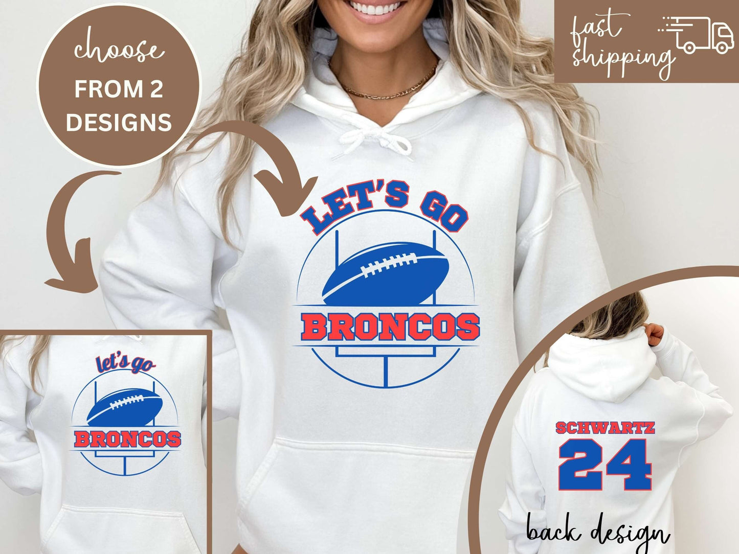 Custom Football Tshirt Hoodie Sweatshirt, Football Spirit Wear, Mom Hoodie, Football Cheer Mom, Football Dad Hoodie, Custom Team Colors No