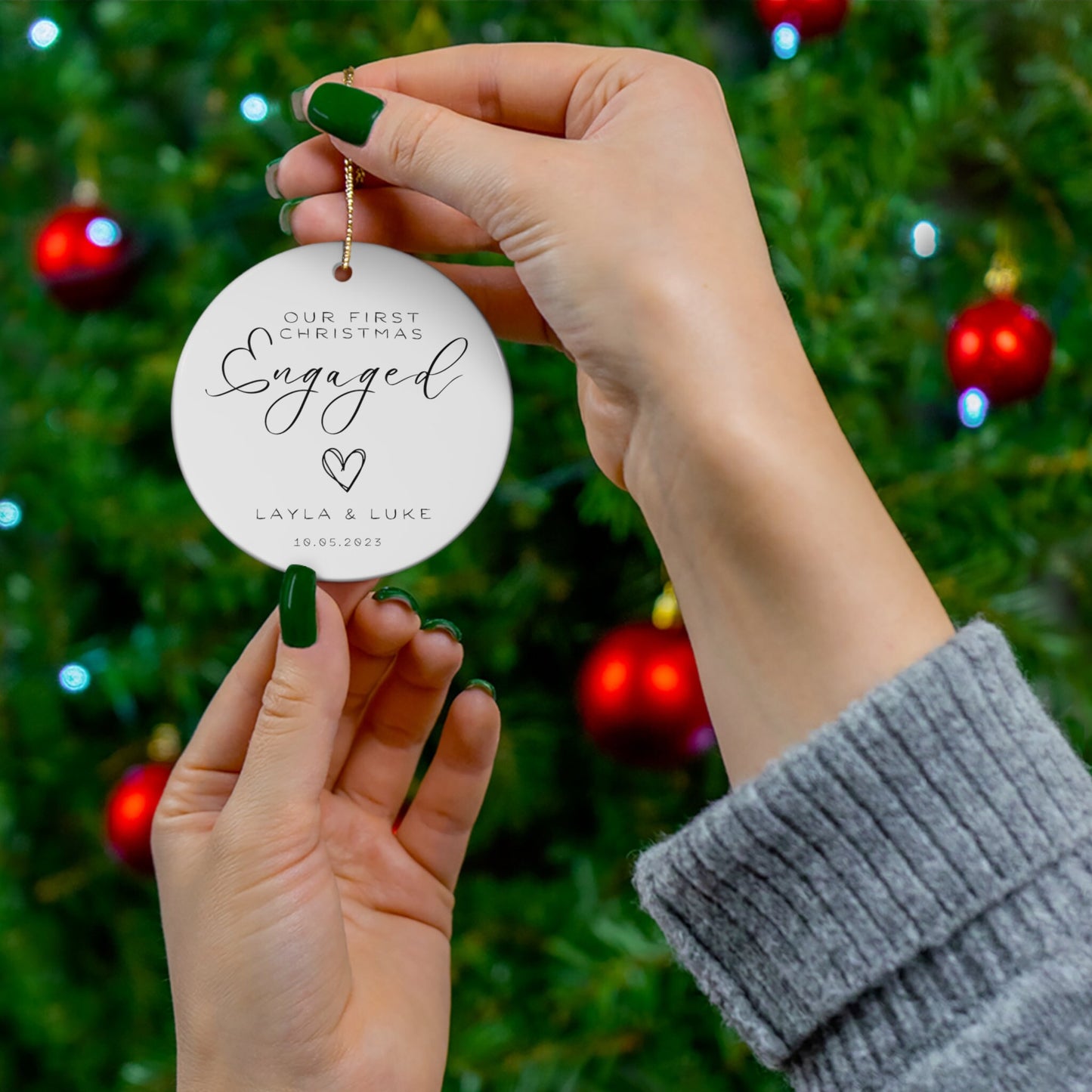 Engagement Christmas Ornament, Engaged Christmas Ornament, 2023 Wedding Ornament, Newlywed Ornament, Personalized Engagement Ornament Gift