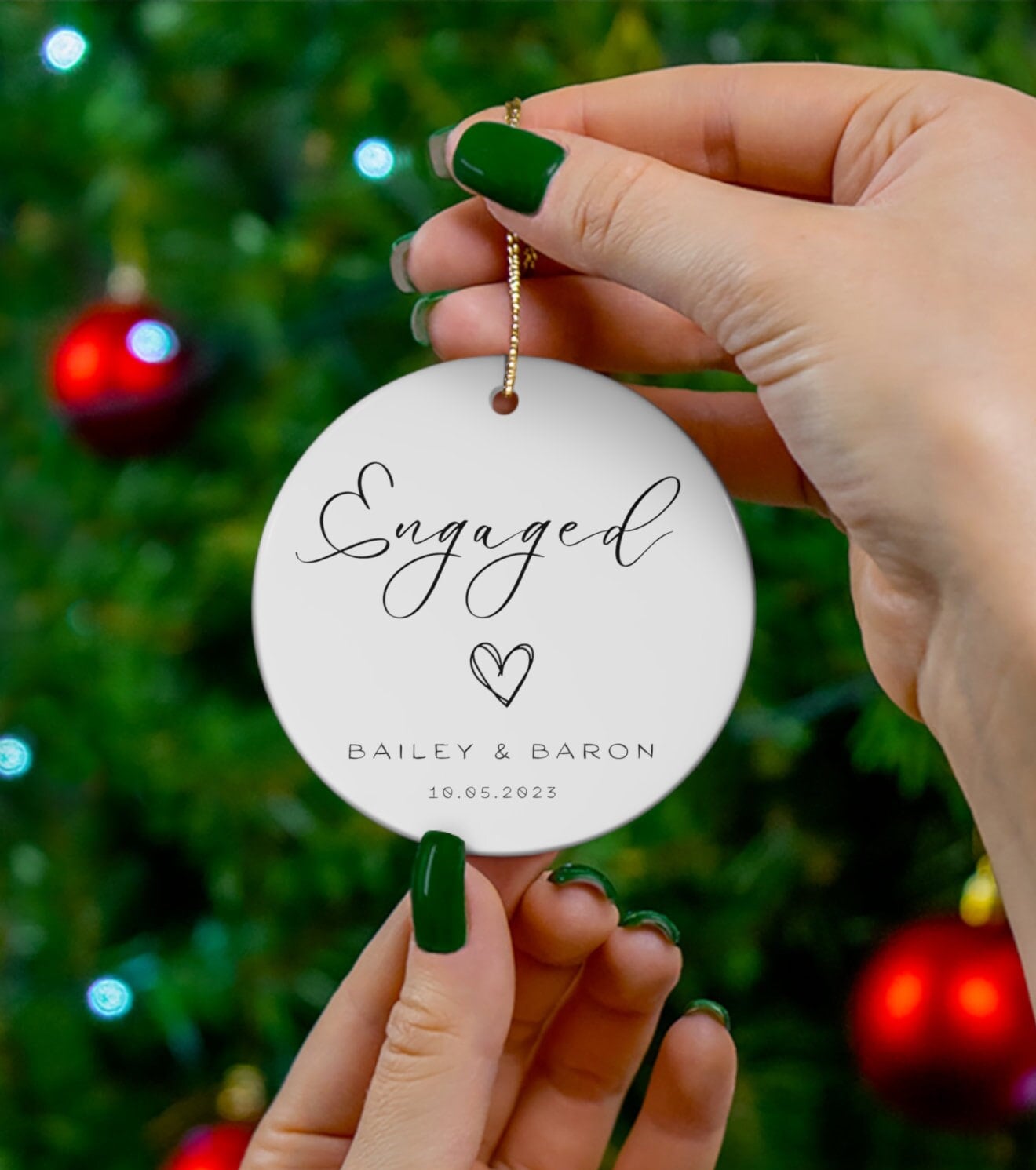 Simple Modern Engagement Christmas Ornament, Engaged Christmas Ornament, Getting Married Ornament, Personalized Engagement Gift