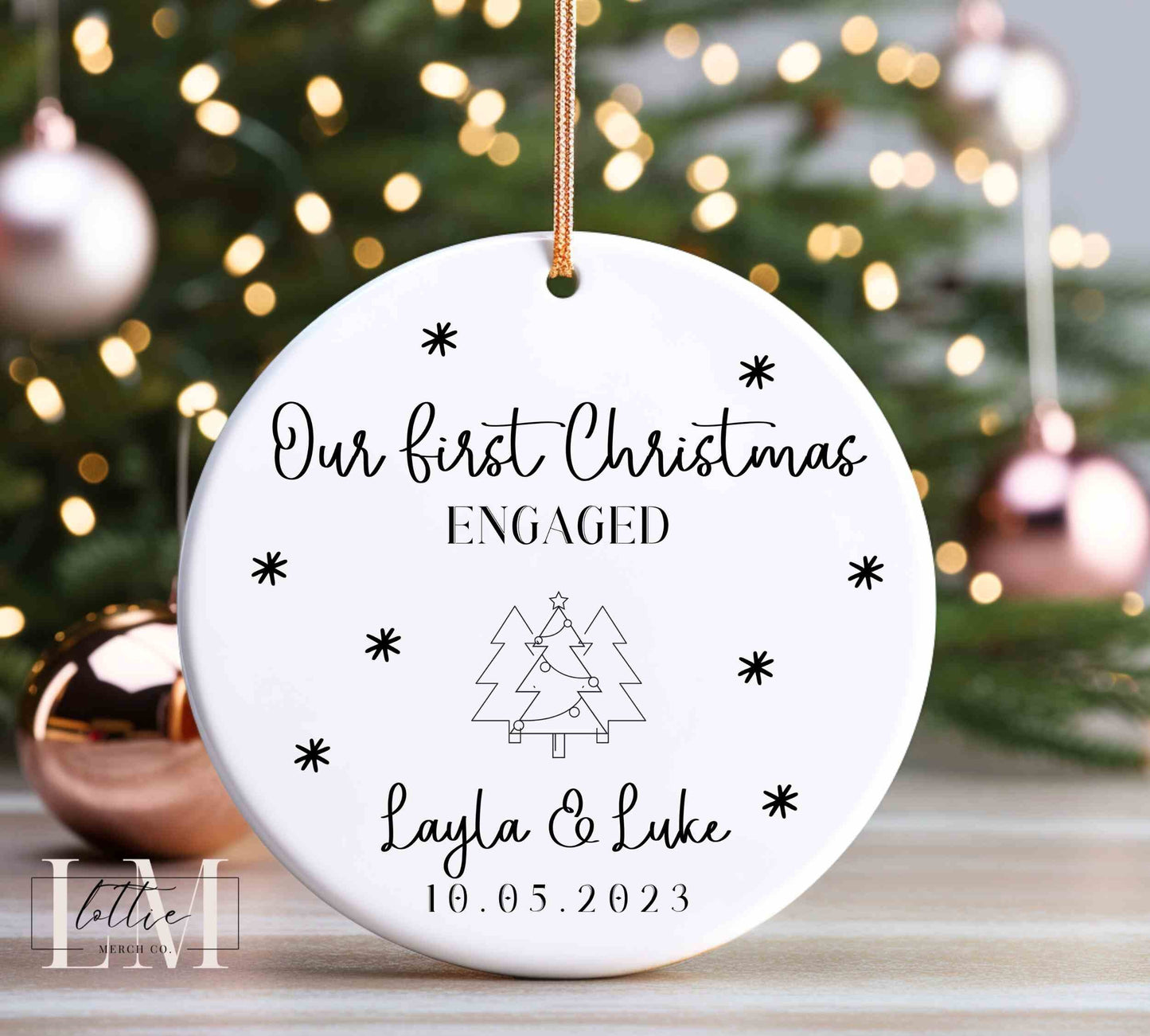 1st Christmas Engaged, Engagement Christmas Ornament, Engaged Christmas Ornament, Newlywed Ornament, Personalized Engagement Ornament Gift