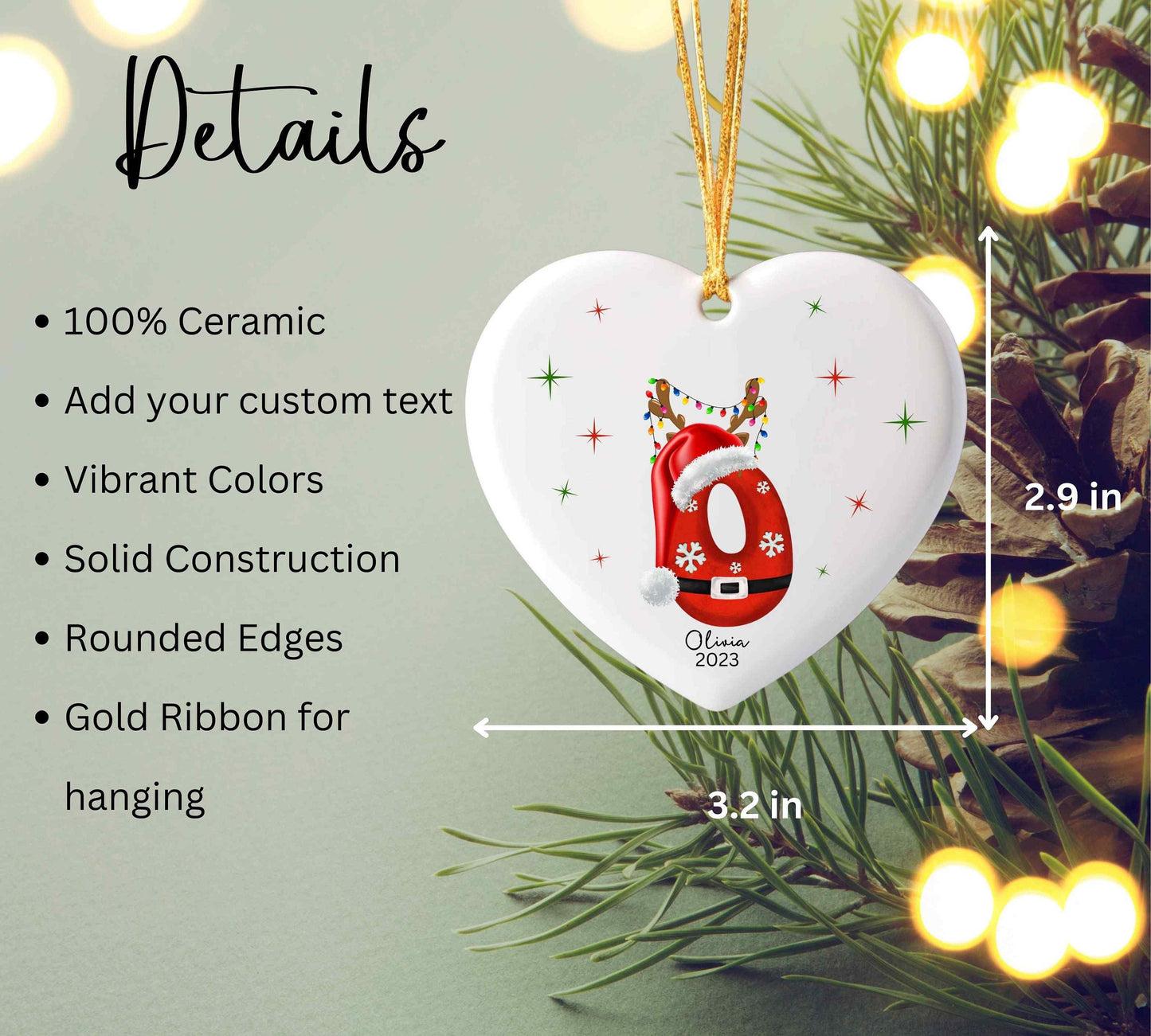 Letter Name Ornament, 2023 Family Ornament, Custom Initial Ornament, Personalized Christmas gift, Family Keepsake, Holiday Monogram Ornament