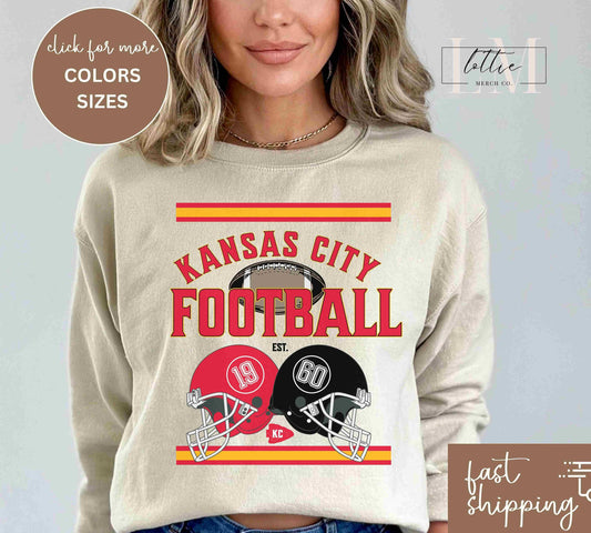 1960 Vintage Kansas City Football Helmet Sweatshirt