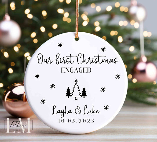 First Christmas Engaged, Engagement Christmas Ornament, Engaged Christmas Ornament, Newlywed Ornament, Personalized Engagement Ornament Gift