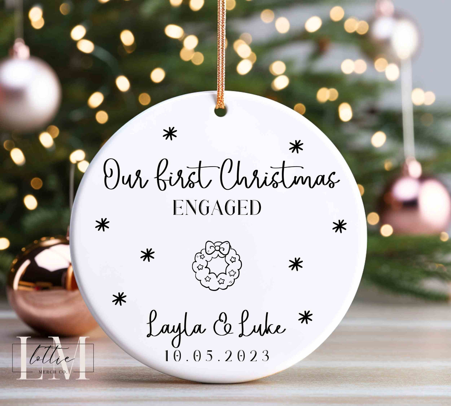 2023 Engagement Christmas Ornament, Engaged Christmas Ornament, Wedding Ornament, Newlywed Ornament, Personalized Engagement Ornament Gift