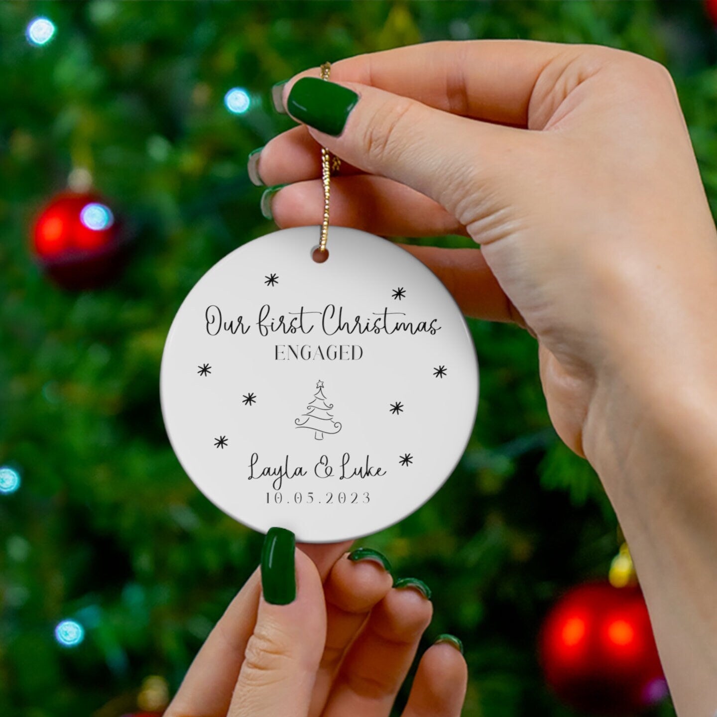 Engaged Christmas Ornament, Custom Engagement Keepsake, Engagement Gift, Personalized First Christmas Engaged, Engagement Announcement, 2023