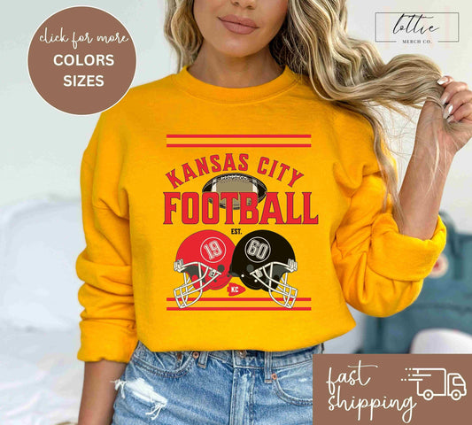 Vintage Kansas City Football Sweatshirt with Helmets